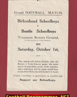 Birkenhead v Bootle 1950s – Schoolboys Flyer at Tranmere Rovers
