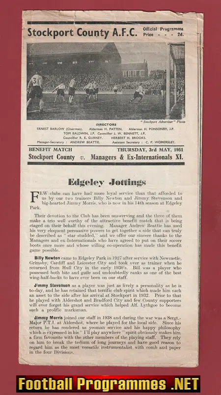 Stockport County v Managers 1951 – Plus Matt Busby