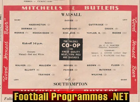 Walsall v Southampton 1956 - to clear