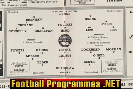 Manchester United v Burnley 1965