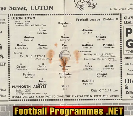 Luton Town v Plymouth Argyle 1952