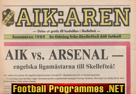 AIK Skelleftea v Arsenal 1989 – Friendly Sweden
