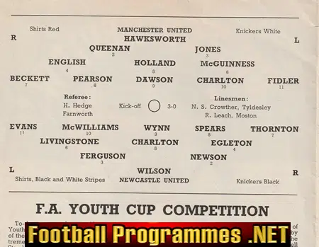Manchester United v Newcastle United 1956 - Bobby Charlton Youth
