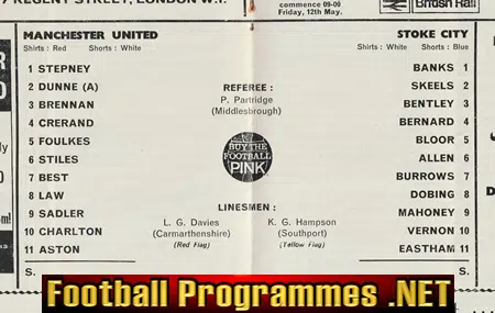 Manchester United v Stoke City 1967 - Man Utd