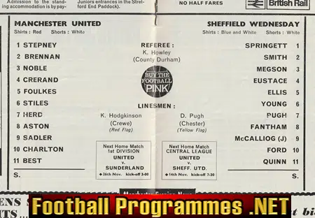 Manchester United v Sheffield Wednesday 1966 - Man Utd