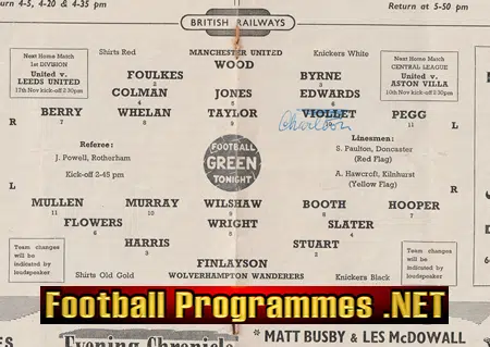 Manchester United v Wolves 1956 - Man Utd