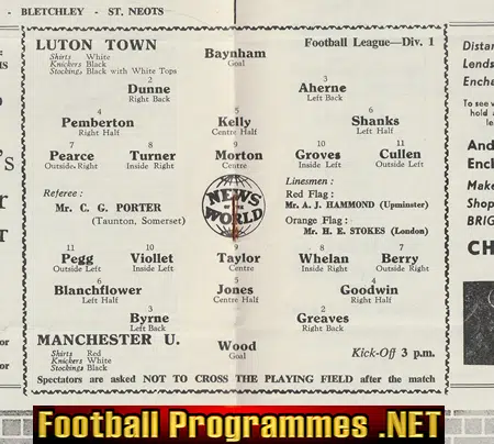 Luton Town v Manchester United 1956 - Man Utd Busby Babes
