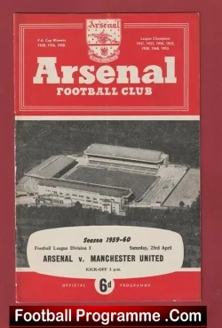 Arsenal v Manchester United 1960 - football programme