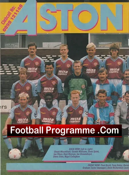 Aston Villa Football Club Multi Signed Autographed Poster 1991