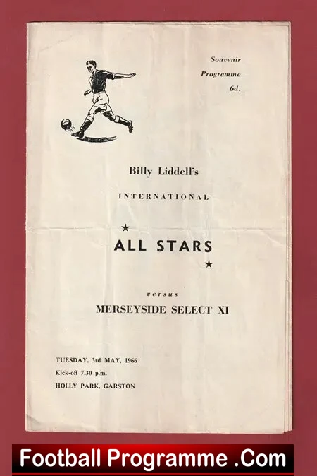 Billy Liddell All Stars Benefit Match Bankfield HS Garstang 1966