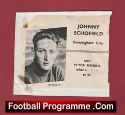 Birmingham City Johnny Schofield Autograph Signed Picture 1950s - football memorabilia