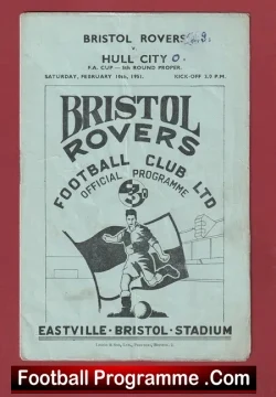 Bristol Rovers v Hull City 1951 - FA Cup - football programme