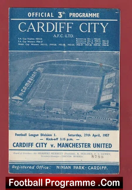 Cardiff City v Manchester United 1957 – v Man Utd