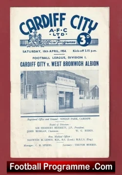 Cardiff City v WBA 1954 - football programme