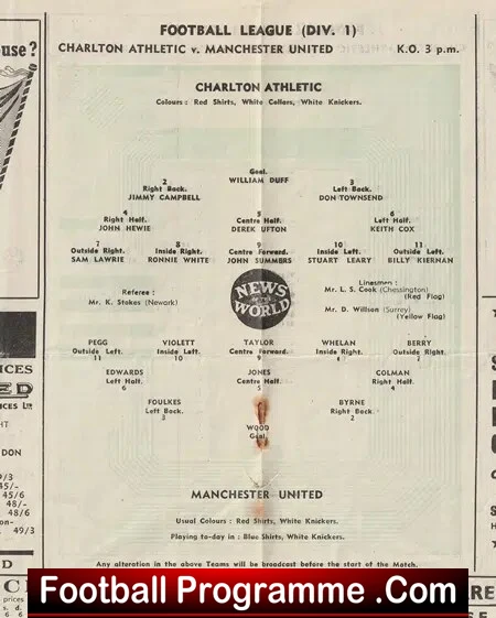 Charlton Athletic v Manchester United 1957