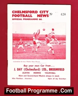 Chelmsford City v Tunbridge Wells 1964 - League Cup Replay - football programme