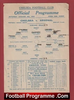 Chelsea v Arsenal 1944 - War Time Football - football programme