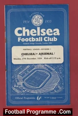 Chelsea v Arsenal 1954 - Champions 54/55 + SIGNED - football programme