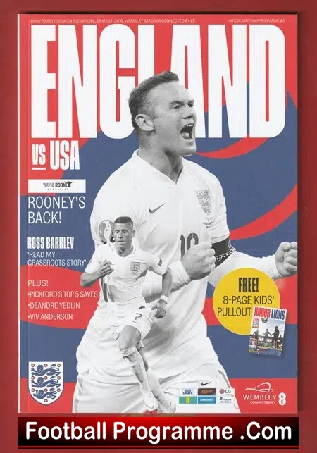England v America 2018 – USA Wayne Rooney Last Match Farewell
