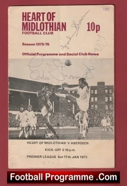 Heart Of Midlothian v Aberdeen 1976 – Multi Autographed Hearts