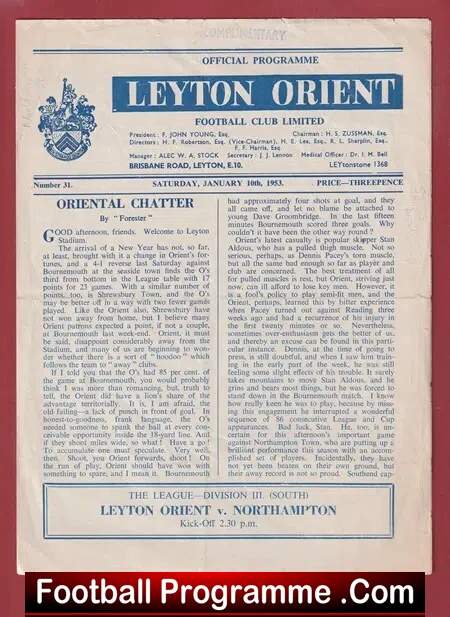 Leyton Orient v Northampton Town 1953