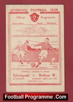 Liverpool v Bolton Wanderers 1949 - 1940's - football programme