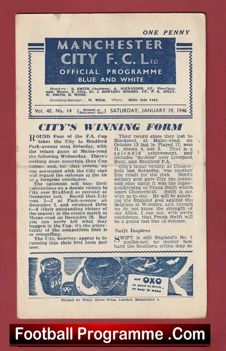 Manchester City v Chesterfield 1946