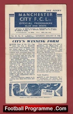 Manchester City v Chesterfield 1946 - football programme