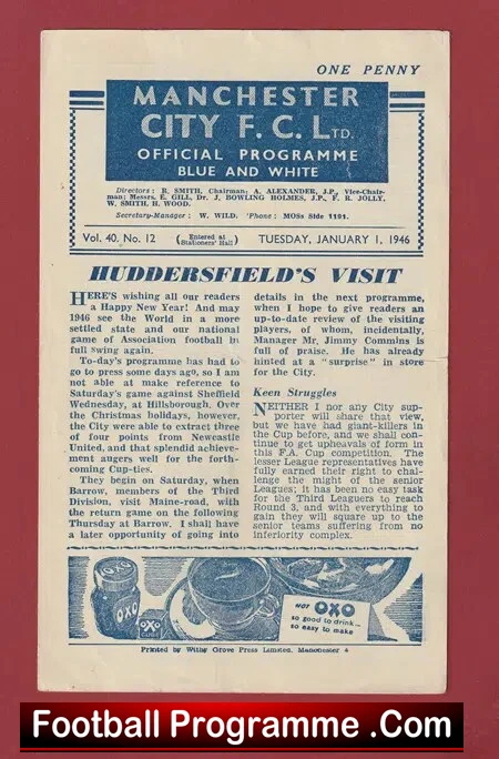 Manchester City v Huddersfield Town 1946