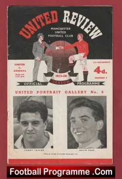 Manchester United v Arsenal 1955 - Man Utd 1950s - football programme