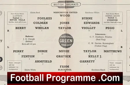 Manchester United v Blackpool 1957 - Man Utd