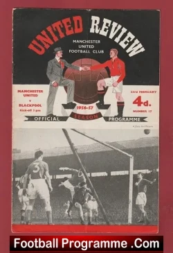 Manchester United v Blackpool 1957 - Man Utd - football programme