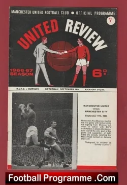 Manchester United v Burnley 1966 - Man Utd - football programme