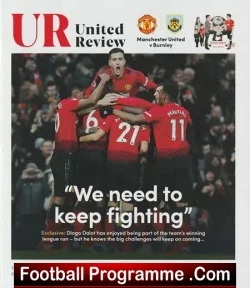 Manchester United v Burnley 2019 - football programme