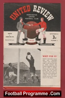 Manchester United v Charlton Athletic 1951 - Man Utd 1950's - football programme