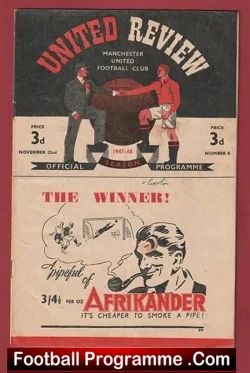 Manchester United v Everton 1947 – Man Utd 40’s Programmes