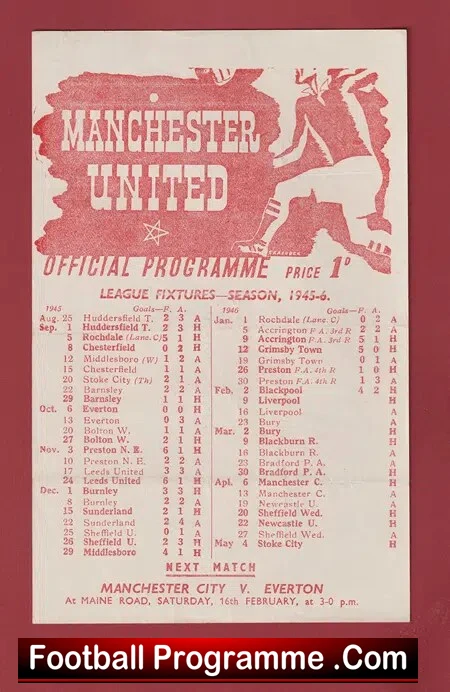 Manchester United v Liverpool 1946 – 1940’s Man Utd
