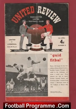 Manchester United v Liverpool 1952 - First Busby Babes Mention - football programme