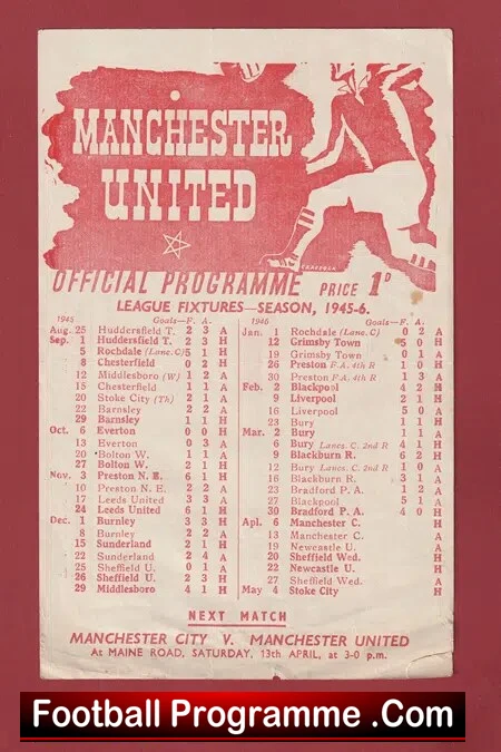 Manchester United v Manchester City 1945 – April Man Utd 1940s