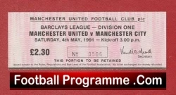 Manchester United v Manchester City 1991 – Ticket