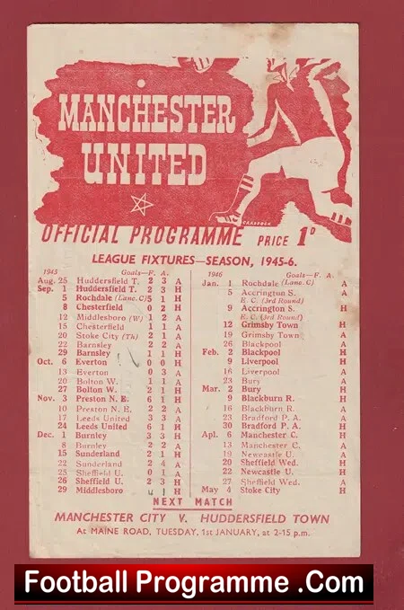 Manchester United v Middlesbrough 1945 – Man Utd 1940s