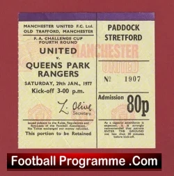 Manchester United v QPR 1977 – Ticket