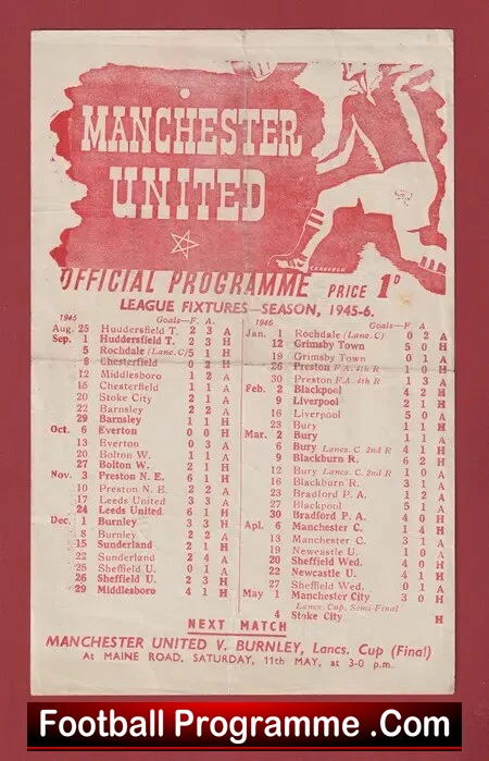 Manchester United v Stoke City 1946 – 1940’s Man Utd