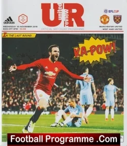 Manchester United v West Ham United 2016 - League Cup - football programme