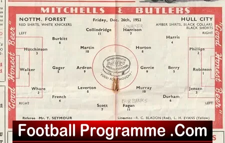 Nottingham Forest v Hull City 1952