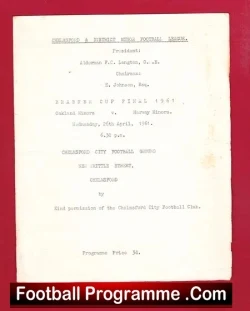 Oakland Minors v Harway Minors 1961 - Cup Final Chelmsford City - football programme