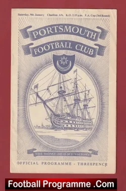 Portsmouth v Charlton Athletic 1954 - FA Cup - football programme