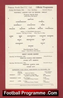 Preston North End v Northampton Town 1962 – League Cup Replay