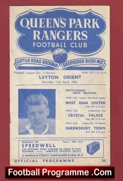 Queens Park Rangers v Leyton Orient 1953 - QPR - football programme