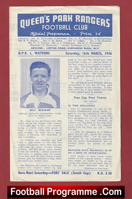 Queens Park Rangers v Watford 1946